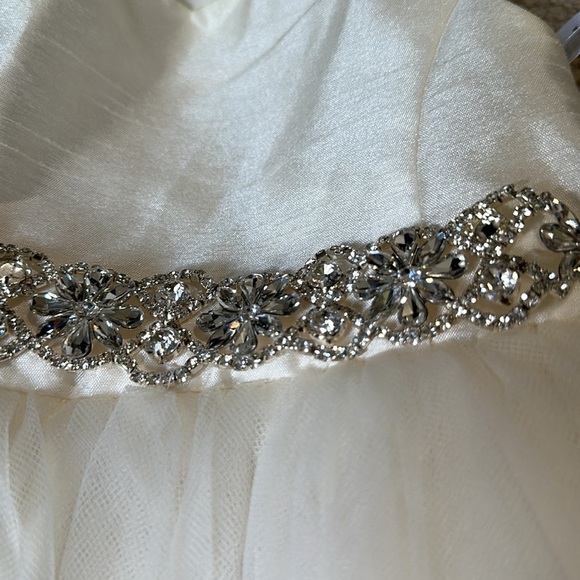 David’s Bridal Flower Girl Dress Sleeveless 2T Tulle Bling - Picture 3 of 7